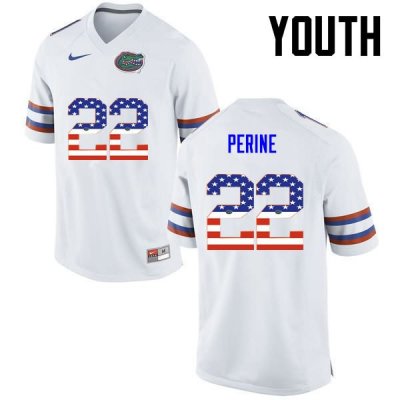 Youth Florida Gators #22 Lamical Perine NCAA Nike White USA Flag Fashion Authentic Stitched College Football Jersey JXB5162LO